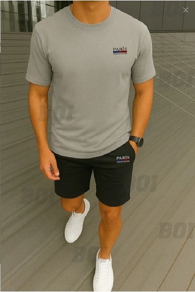 x-compass life Unisex Oversize Wide Leg T-Shirt Shorts Bottom Top Paris Logo Double Suit Women/Men