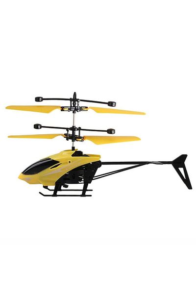 OEM Toy helicopter with induction and remote control, impact-resistant, LED light, yellow, 5-9 years