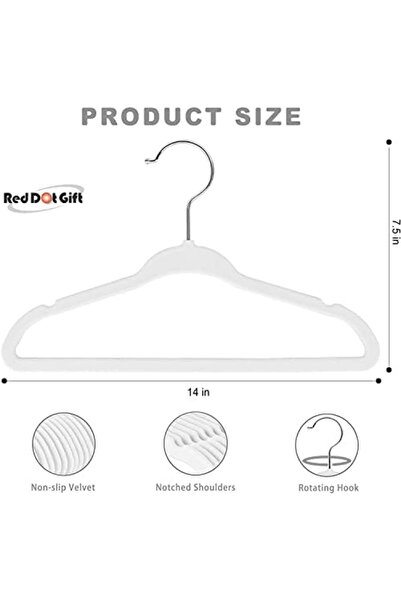 Generic Red Dot Gift® 30-Pack White Velvet Kids Hangers - (35cm / 14 Inch)