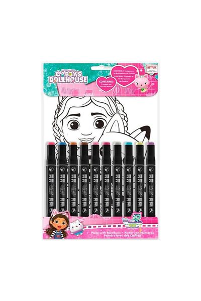 Gabby's Dollhouse Coloring and drawing set, 2 drawing boards and 10 markers, Gabby's Dollhouse