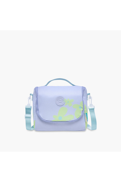 Marshmallow Floral Print Lunch Bag with Detachable Strap and Zip Closure