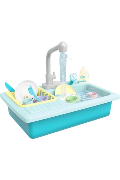 OEM Set Bucatarie Copii, Chiuveta cu Senzor de Temperatura, Accesorii Multiple, Multicolor, 40x28x10cm