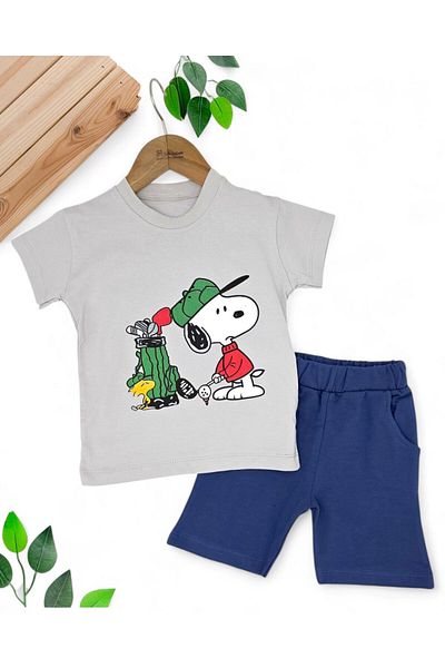 voyyo kids baby Boy's Summer Snoopy Printed 2-6 Years Shorts Bottom Top Set
