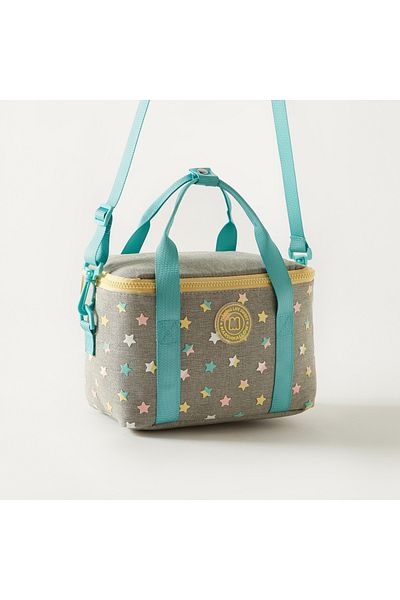 Marshmallow Star Print Lunch Bag with Adjustable Strap - 1-Year Warranty