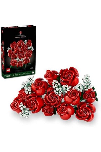 LEGO Botanicals Bouquet of Roses - Artificial Flowers Set for Adults incl. a Buildable Vase - Home o