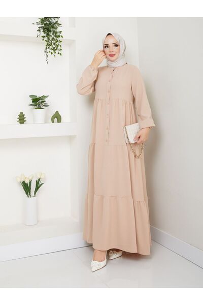 exxitcollection Γυναικείο Ayrobin Beige Stone Κομψό και άνετο υφασμάτινο φόρεμα Hijab