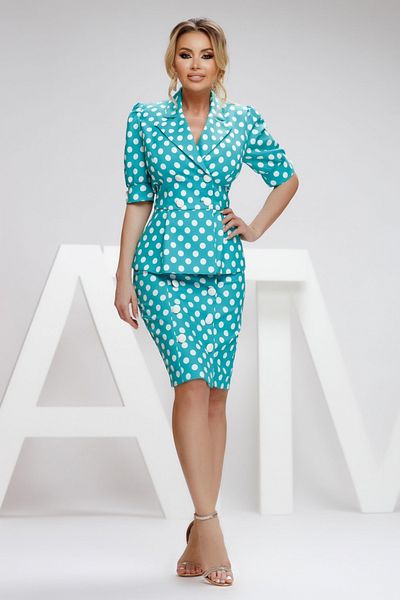 Atmosphere Fashion Turquoise jacket with polka dots