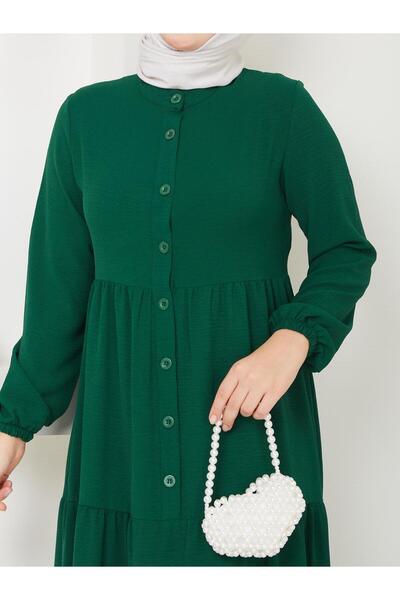 exxitcollection Γυναικείο Ayrobin Green Κομψό και άνετο ύφασμα με κομμένο ολόσωμο φόρεμα Hijab