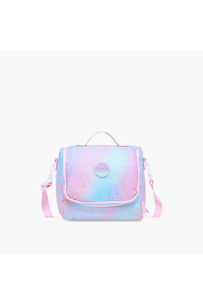 Marshmallow Iris Slogan Applique Lunch Bag with Zip Closure