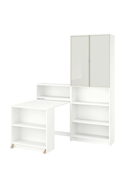 IKEA katlanabilir masalı kitaplık, beyaz, 160x202 cm