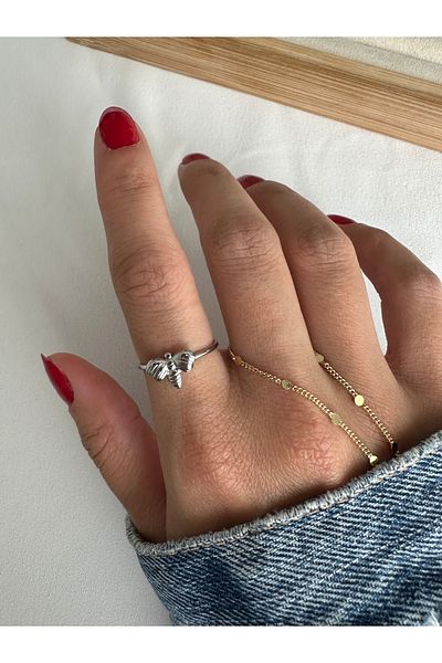 ringbox Silver Colored Steel Tarnish Free Winged Ring