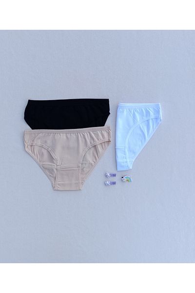 siyalife Women's Cotton 3-Piece Combed Cotton Fabric Panties Bikini Slip