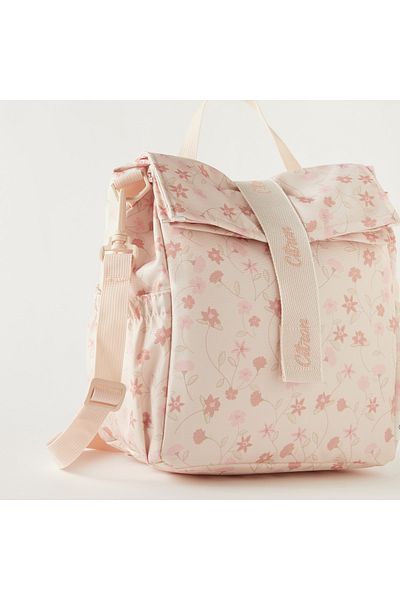 Citron Floral Print Insulated Lunch Bag with Detachable Strap