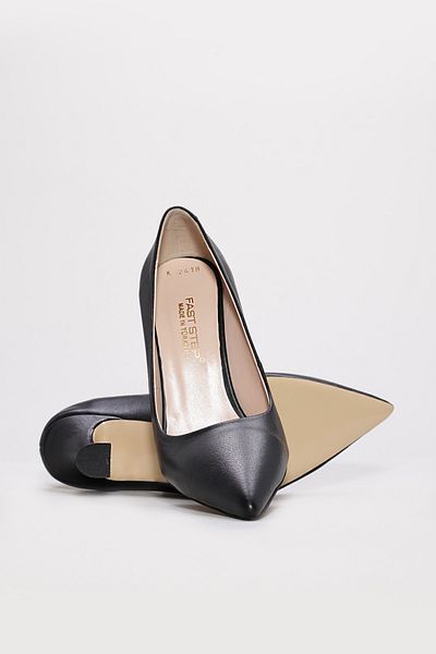 Ayakkabıhane Genuine Leather Inside and Outside Black Stylish Women's Thin Heeled Shoes Ah082152612523