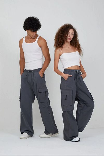 RockMore Y2K Harajuku Unisex Baggy Tactical Cargo Parachute Pants