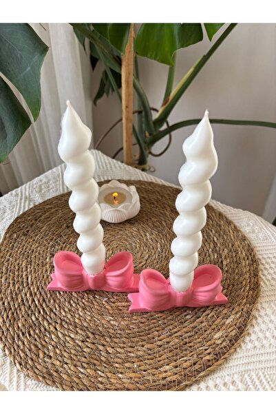 FLAME CANDLE HANDMADE CANDLES DEKORATİF , 4 PARÇA BURGU ŞAMDAN MUMU VE PEMBE ...