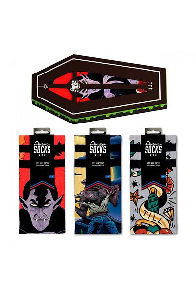 American Socks 3 pairs of Coolmax socks in a coffin-shaped box