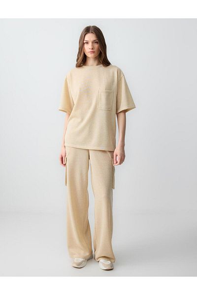 Jimmy Key Stone Relaxed Cut Crew Neck Elbow Sleeve Knitted Blouse