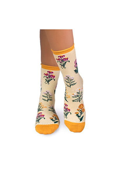 Pirin Hill Șosete Fine din Bumbac cu model floral Galben