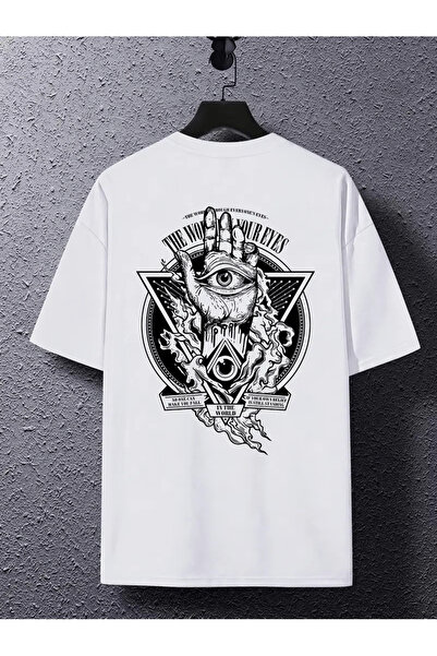 SILVERDESIGN Μπλουζάκι Unisex Oversize με εικονογράφηση ματιών και χεριών – Σ...