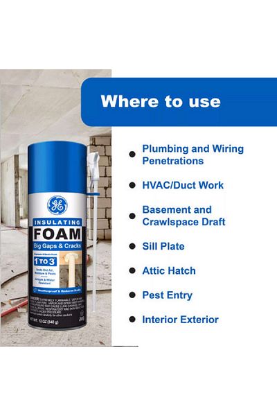 GE Big Gaps and Cracks Insulating Foam Sealant White 12oz