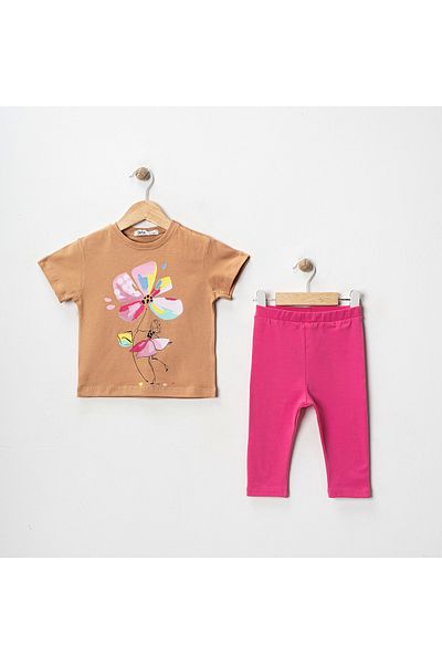 MK Mukko Kids Girls' Floral Fairy Printed Basic Seasonal/Summer Leggings T-Shirt Bottom Top Set