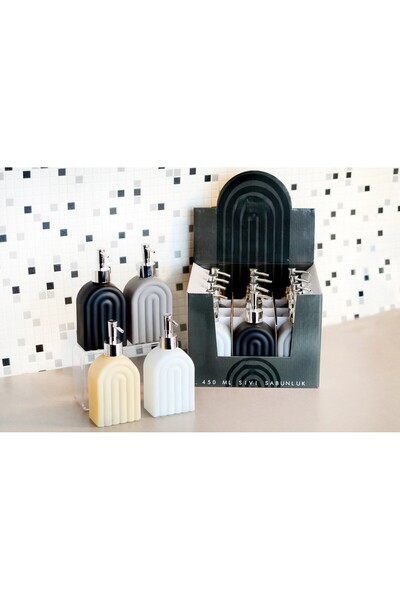 MD MİMOZA DEKOR 450 ml Tezgah Üstü Cam Asorti Banyo Mutfak Sıvı Sabunluk