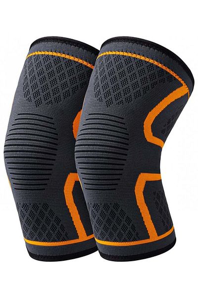 FancyWhoop Knee Pads Set Of 2, Black/orange, Nylon/spandex/latex, M