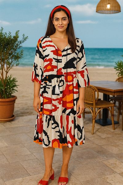 LaraLisa Collection Women's Summer Flounced Multicolor Dress