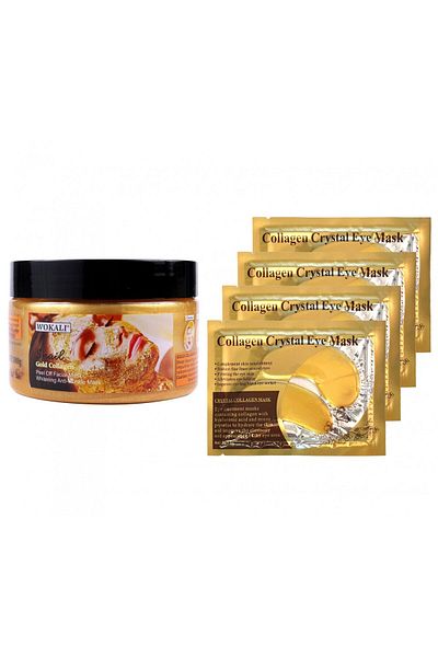 wokali Skin Rejuvenation Set with Snail Face Mask, 24K Gold, Collagen and 4 Sets x 2 Eye Patches