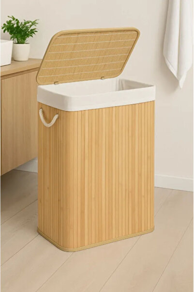 TUMU LIFE Bambu Kirli Çamaşır Sepeti Dikdörtgen