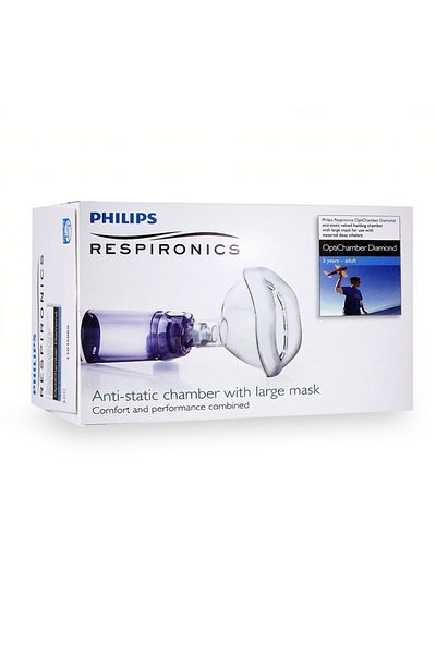 Philips Respironics Optichamber Diamond inhalation chamber, Philips Respironics, mask 5 years - adults
