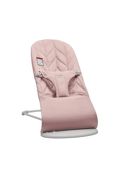 BabyBjörn Babybjorn - Balansoar Bliss roz prăfuit din material matlasat cu aspect delicat de petale, cu bară de jucării inclusă