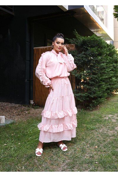 Dadali Dadali Ruffle Skirt Suit Powder