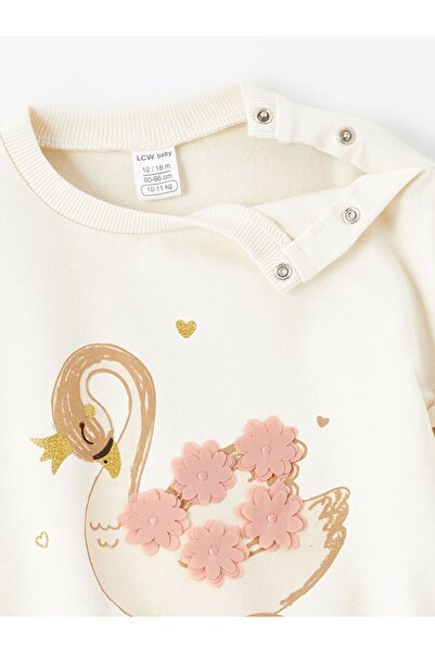 LC Waikiki Lcw Kids Crew Neck Long Sleeve Printed Baby Girl Sweatshirt and Leggings 2-Pack