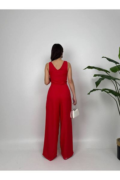 Zoe Zoe Women's Degaje Collar Strap Linen Jumpsuit