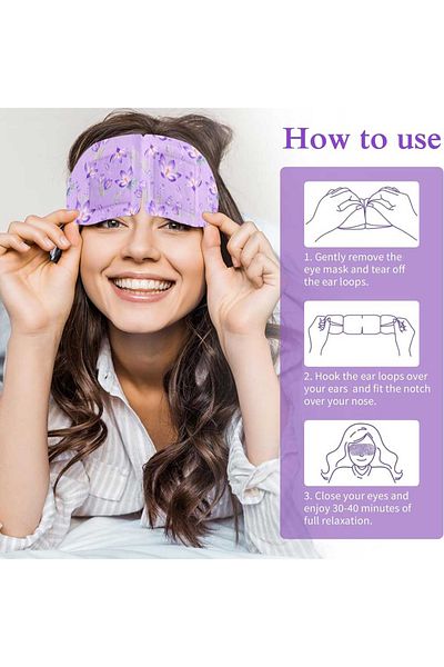 NOVA KISS Set of 12 Steam Eye Masks, Self-Heating for Relaxing Tired Eyes, Lavender