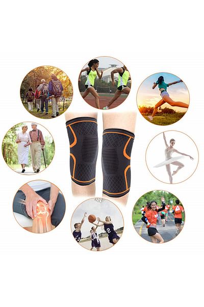 FancyWhoop Knee Pads Set Of 2, Black/orange, Nylon/spandex/latex, M