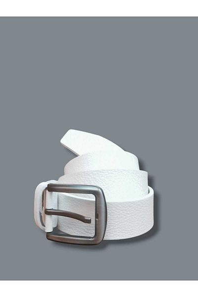oktay kundura 100% Leather White 4cm Men's Sports Fabric Linen Jeans Canvas Pants Belt
