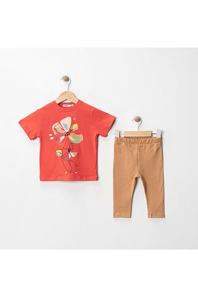 MK Mukko Kids Girls' Floral Fairy Printed Basic Seasonal/Summer Leggings T-Shirt Bottom Top Set
