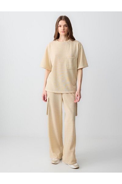 Jimmy Key Stone High Waist Wide Leg Glitter Knitted Trousers