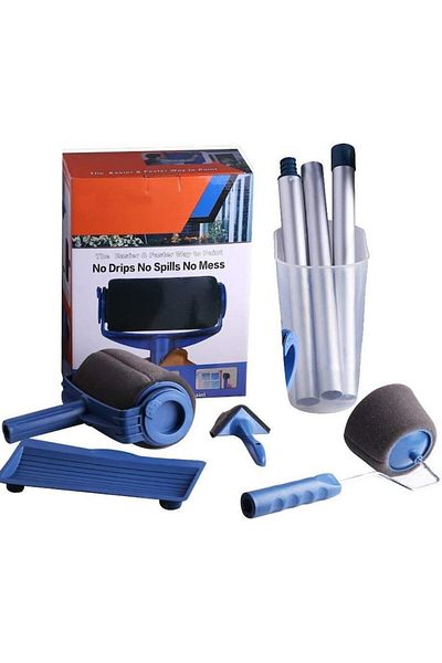 SUPER TRENDS Professional Paint Roller Set with Reservoir SUPER TRENDS®, 6 Pieces, Accessories for Corners, Exte