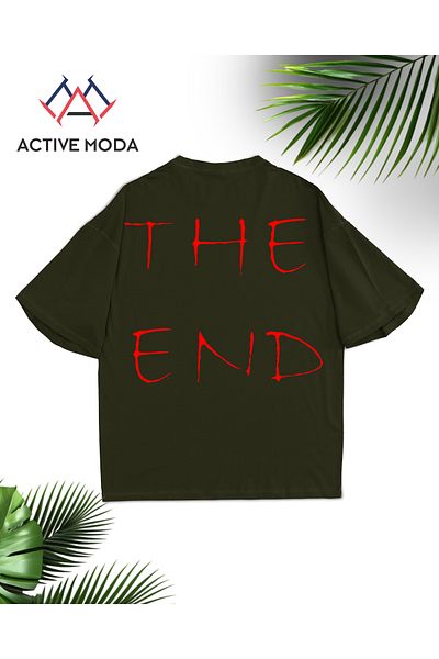 ACTIVE MODA -Men's Cotton Printed the End Short Sleeve Tshirt Oversize Large Size