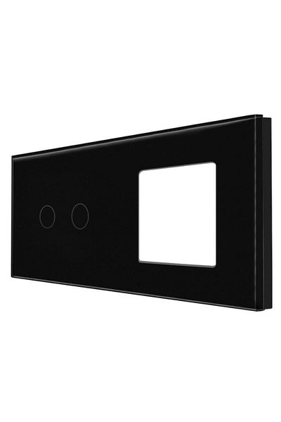 luxion LUXION Double Switch Panel with Touch and Single Glass Socket (Black)