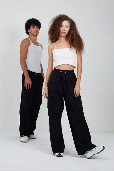 RockMore Y2K Harajuku Unisex Baggy Tactical Cargo Parachute Pants