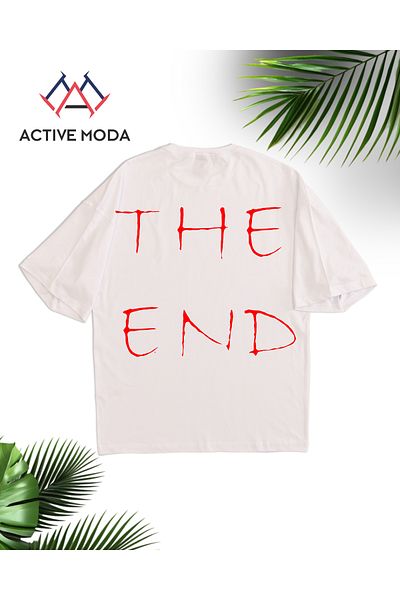 ACTIVE MODA -Men's Cotton Printed the End Short Sleeve Tshirt Oversize Large Size
