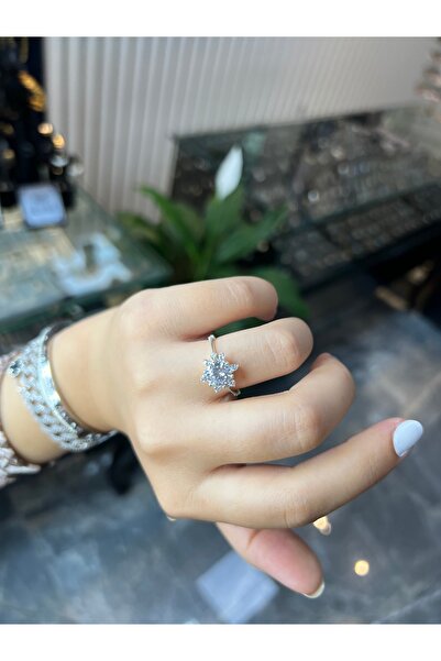 925Silver Lotus çiçeği yüzük ( büyük taşlı)