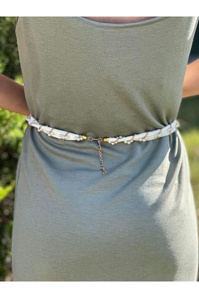 Gönülden Tasarım Pearl Chain ​​Women's Necklace & Belt 90 cm