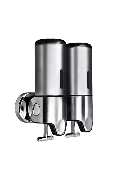 Trendy's Double dispenser liquid soap/shower gel Silver container 500ml