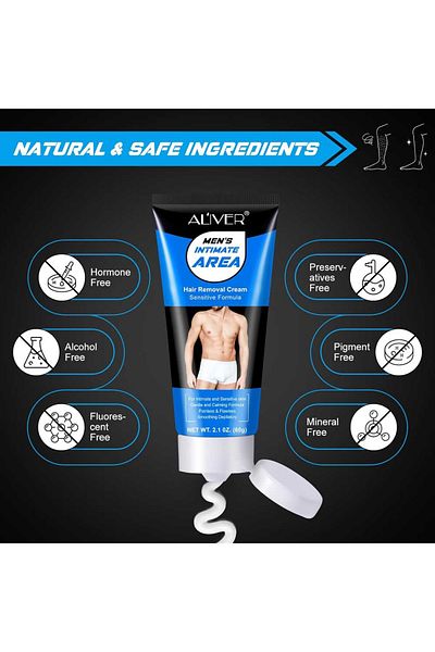 NOVA KISS Depilatory Cream for Men, Intimate Areas, Sensitive Skin, 60 g